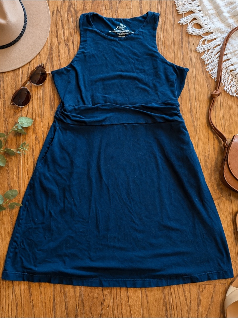 Kuhl Black Sleeveless Ruched Waist Dress